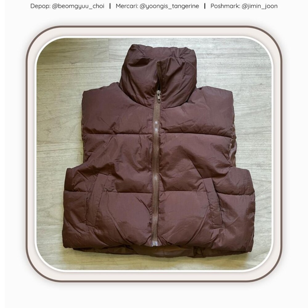 Brown cropped puffer vest <3
